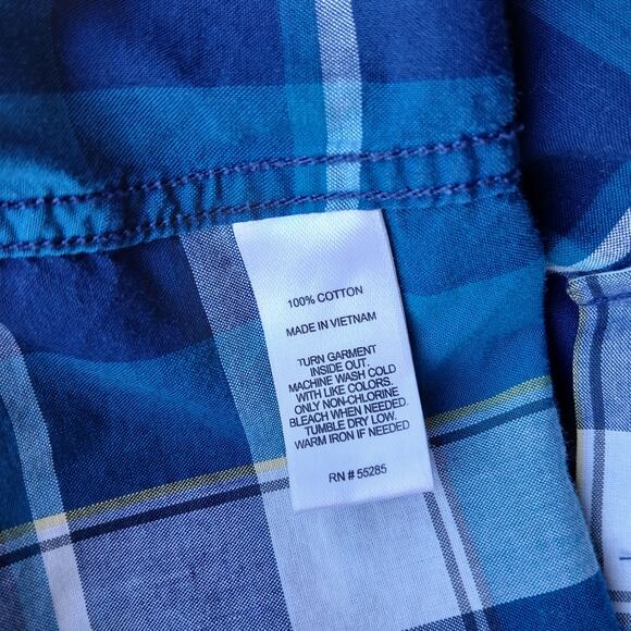 Express Teal Plaid Classic Button-up Shirt Men's Large cotton long sleeve casual - Picture 9 of 13